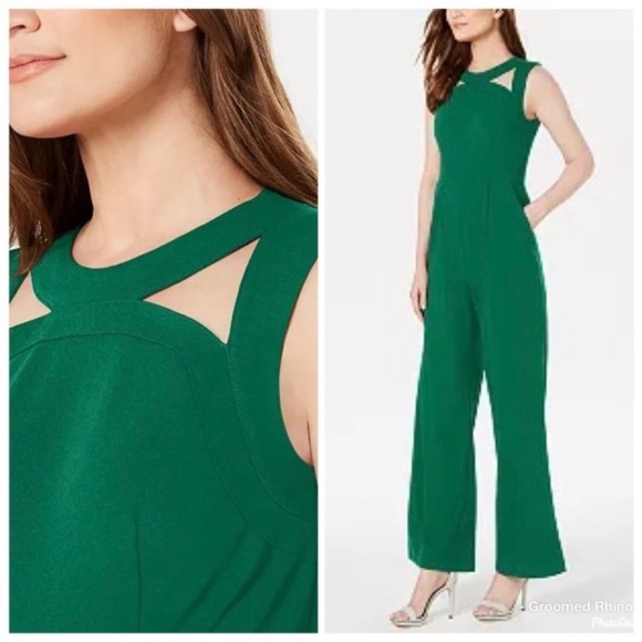 Calvin Klein Green Sleeveless Jumpsuit Romper with cutouts – Size 12 - Picture 1 of 10